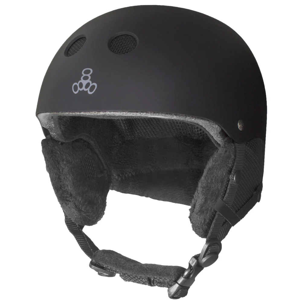 Triple 8 - HALO - Certified Ski or Snowboard SNOW HELMET - black rubber